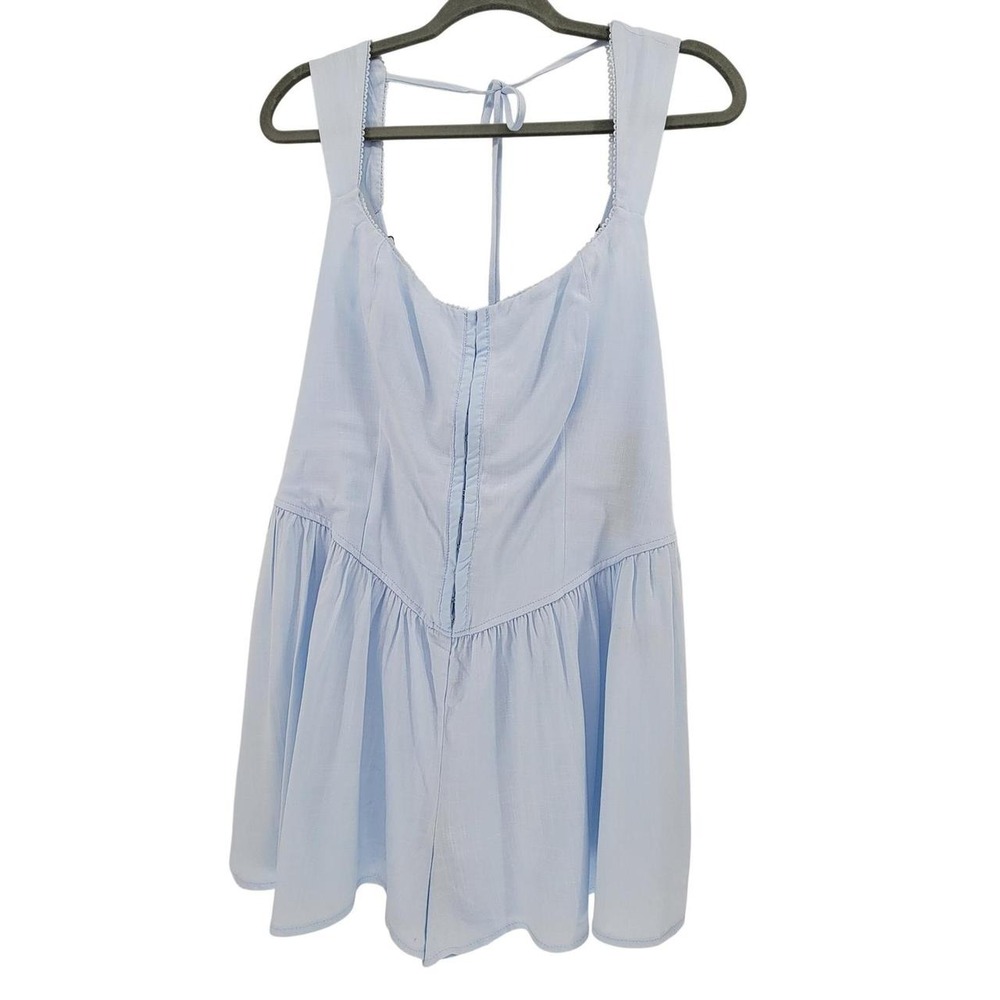 Wild Fable Women Light Blue Corset Hook Eye Smocked Romper Coquette Medium